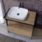 Console Sink Vanity With Ceramic Vessel Sink and Natural Brown Oak Drawer, 35